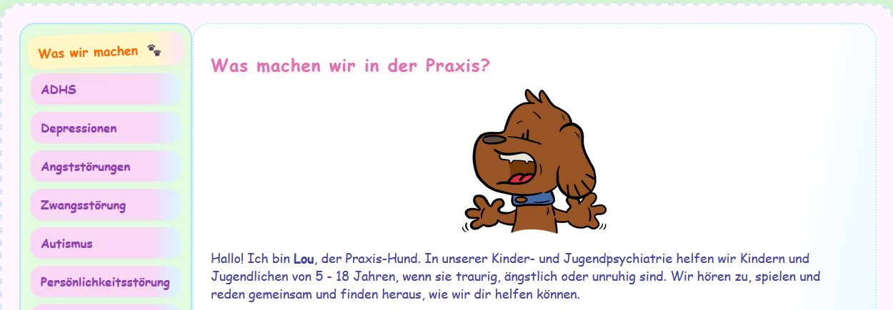 Brauner Hund mit großen Ohren und fröhlichem Gesicht, auf buntem Hintergrund.
